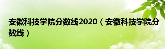安徽科技学院分数线2020（安徽科技学院分数线）