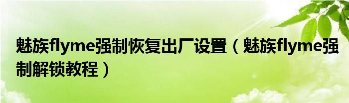 魅族flyme强制恢复出厂设置（魅族flyme强制解锁教程）