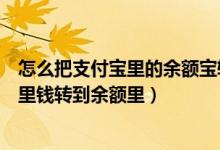 怎么把支付宝里的余额宝转到余额里（支付宝怎么把余额宝里钱转到余额里）