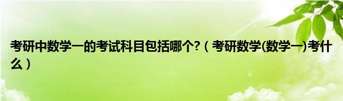 考研中数学一的考试科目包括哪个?（考研数学(数学一)考什么）