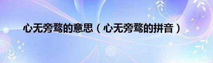 心无旁骛的意思（心无旁骛的拼音）