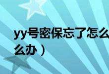 yy号密保忘了怎么办（yy密保问题忘记了怎么办）