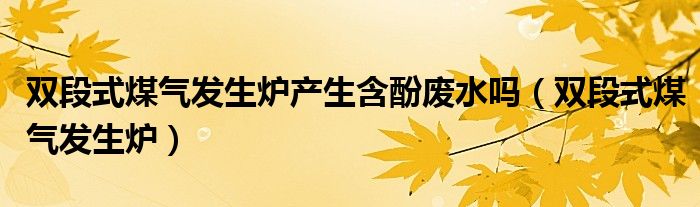 双段式煤气发生炉产生含酚废水吗（双段式煤气发生炉）