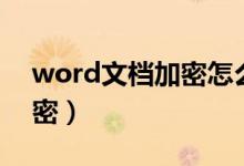 word文档加密怎么去除密码（word文档加密）