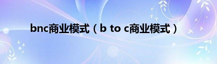 bnc商业模式（b to c商业模式）