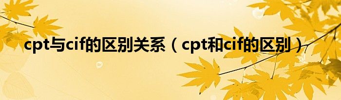 cpt与cif的区别关系（cpt和cif的区别）