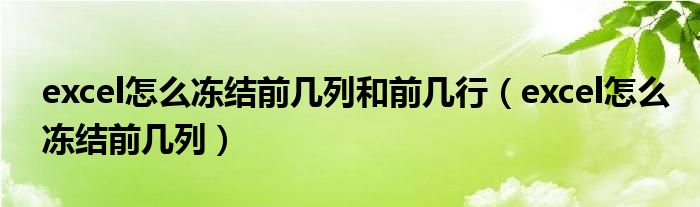 excel怎么冻结前几列和前几行（excel怎么冻结前几列）