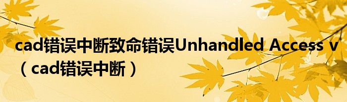 cad错误中断致命错误Unhandled Access v（cad错误中断）