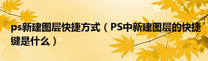 ps新建图层快捷方式（PS中新建图层的快捷键是什么）