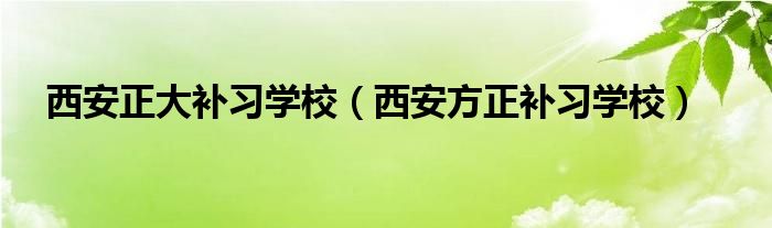 西安正大补习学校（西安方正补习学校）