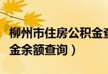 柳州市住房公积金查询个人账户（柳州市公积金余额查询）