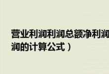 营业利润利润总额净利润怎么算（营业利润 利润总额 净利润的计算公式）