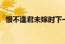 恨不逢君未嫁时下一句（恨不逢君未嫁时）