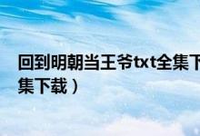 回到明朝当王爷txt全集下载完整版（回到明朝当王爷txt全集下载）