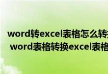 word转excel表格怎么转换（怎么把word表格转换成excel word表格转换excel表格）