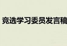 竞选学习委员发言稿（竞选学习委员演讲稿）