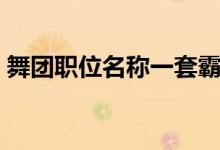 舞团职位名称一套霸气两字（舞团职位名称）