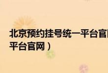 北京预约挂号统一平台官网手机版app（北京预约挂号统一平台官网）