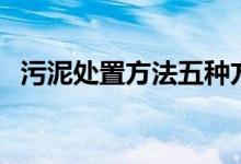 污泥处置方法五种方式(性生活方式方法)