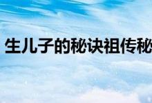 生儿子的秘诀祖传秘方中药（生儿子的秘诀）