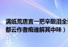 满纸荒唐言一把辛酸泪全诗句解释（满纸荒唐言一把辛酸泪都云作者痴谁解其中味）