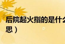 后院起火指的是什么(解决后院起火是什麼意思)