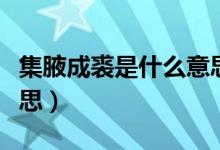 集腋成裘是什么意思解释（集腋成裘是什么意思）