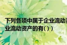 下列各项中属于企业流动资产的有括号（下列各项中 属于企业流动资产的有( )）