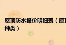 屋顶防水报价明细表（屋顶防水一平米多少钱 屋顶防水材料种类）
