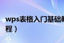 wps表格入门基础教程公式(wps表格公式教程)