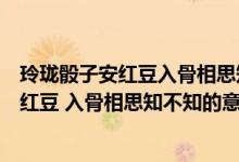 玲珑骰子安红豆入骨相思知不知的意思是什么（玲珑骰子安红豆 入骨相思知不知的意思是什么）