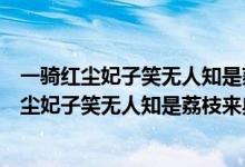 一骑红尘妃子笑无人知是荔枝来典故作者及主人公（一骑红尘妃子笑无人知是荔枝来典故）