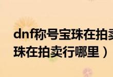 dnf称号宝珠在拍卖行哪里获得（dnf称号宝珠在拍卖行哪里）