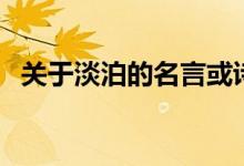 关于淡泊的名言或诗句（关于淡泊的名言）
