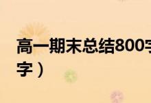 高一期末总结800字高中（高一期末总结800字）