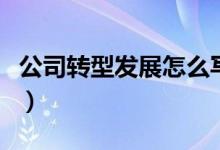 公司转型发展怎么写报告（公司转型发展建议）