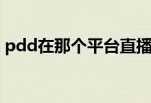 pdd在那个平台直播（pdd在哪个平台直播）