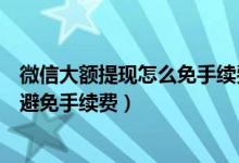 微信大额提现怎么免手续费提到银行卡（微信大额提现怎么避免手续费）