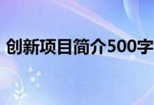 创新项目简介500字（创新项目简介怎么写）