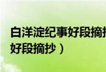 白洋淀纪事好段摘抄200字左右（白洋淀纪事好段摘抄）