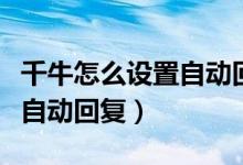 千牛怎么设置自动回复电脑端（千牛怎么设置自动回复）
