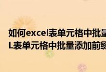 如何excel表单元格中批量添加前缀数字和字母（如何EXCEL表单元格中批量添加前缀数字）