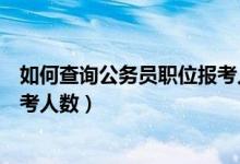 如何查询公务员职位报考人数统计（如何查询公务员职位报考人数）