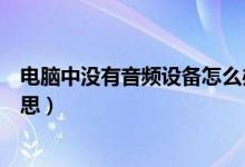 电脑中没有音频设备怎么办（电脑上没有音频设备是什么意思）