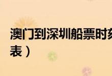 澳门到深圳船票时刻表（珠海到深圳船票时刻表）