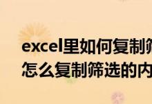 excel里如何复制筛选出来的单元格（excel怎么复制筛选的内容）