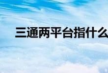 三通两平台指什么（三通两平台是什么）