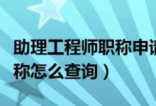 助理工程师职称申请入口官网（助理工程师职称怎么查询）