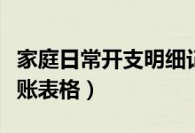 家庭日常开支明细记账表格(家庭日常开销记账表格)
