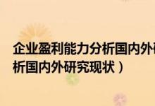 企业盈利能力分析国内外研究现状怎么写（企业盈利能力分析国内外研究现状）